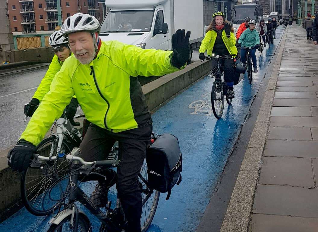 Cycling on Southwark Bridge