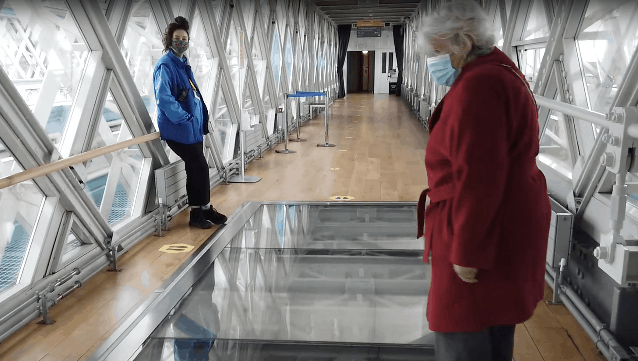 Watching the bridge open through the glass floor