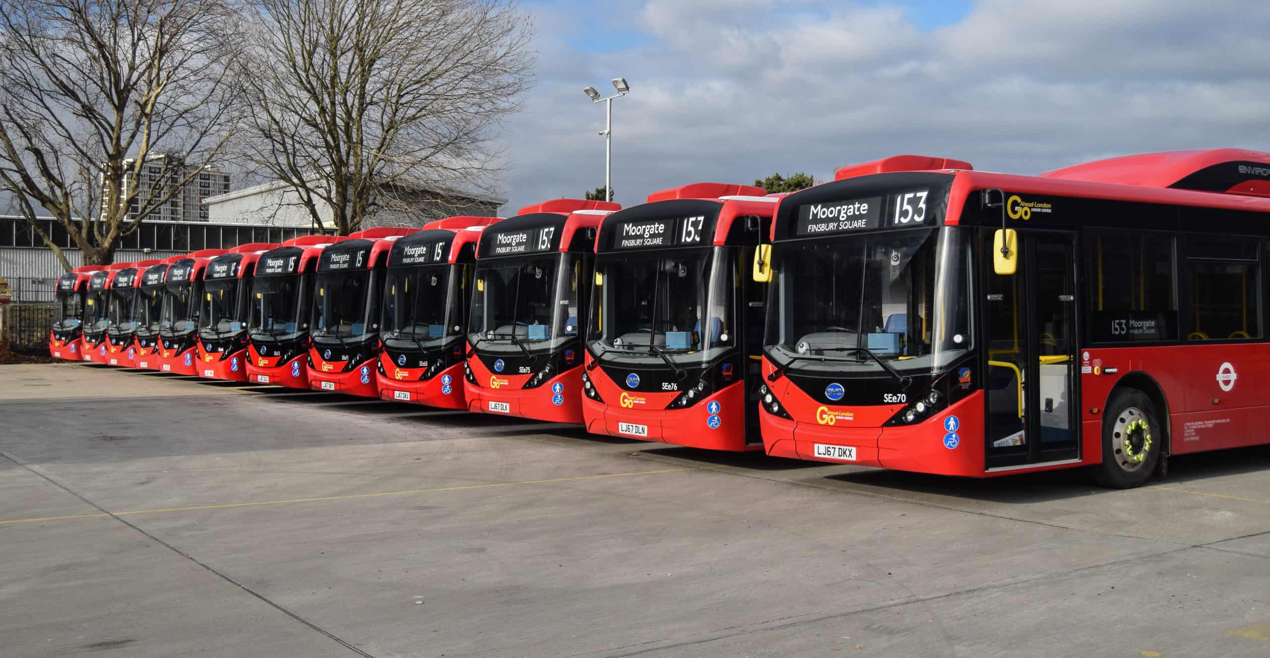 Buses at the garage