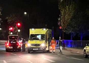 Police attending the incident at Burgess Park