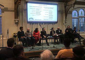 Left to right: Tristan Honeyborne, Christopher Langdon, Margy Newens, Richard Wingfield, Celeste Hicks, Jim Dickson, Charley Hasted, Berkay Kartav.