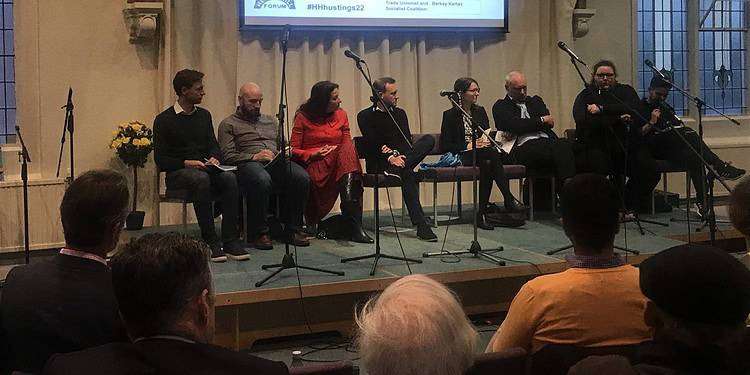 Left to right: Tristan Honeyborne, Christopher Langdon, Margy Newens, Richard Wingfield, Celeste Hicks, Jim Dickson, Charley Hasted, Berkay Kartav.