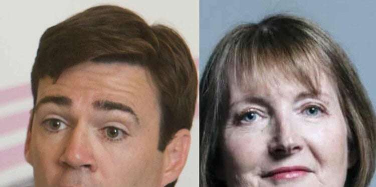 Mayor of Manchester Andy Burnham (left) and MP for Camberwell and Peckham Harriet Harman (right)