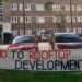 A banner against proposed rooftop homes on the Nunhead Estate