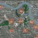 A map of the Bakerloo line extension route, with stations Burgess Park, Old Kent Road and New Cross Gate