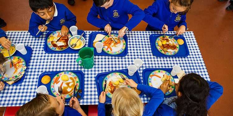 Children eating at school