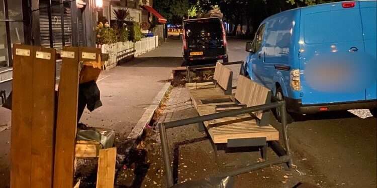 The destroyed Dulwich Village parklet