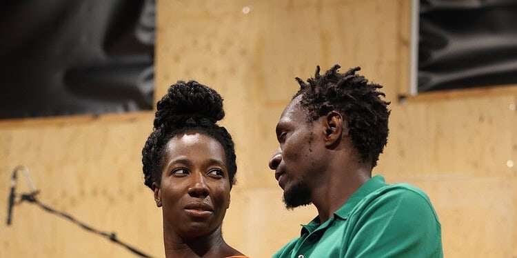 Danielle Kassaraté and John Rwothomach in I Wonder If..., Young Vic (photo: Aaron Imuere)