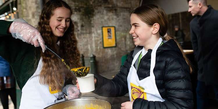 Pupils from The Charter School East Dulwich were some of those selling their homemade soup in the Young Marketeers Winter Soup Sale at Borough Market.