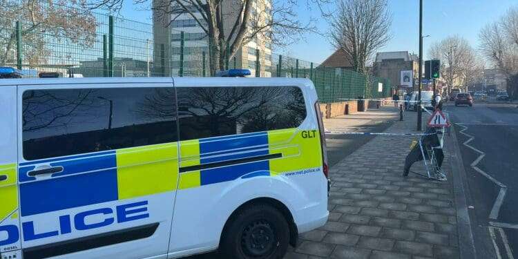 The police cordon outside Harris Academy School on Valentine's Day morning