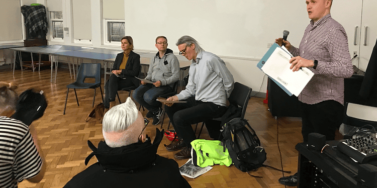 Southwark Lib Dem leader and local councillor Victor Chamberlain speaking at the event on Thursday, March 16