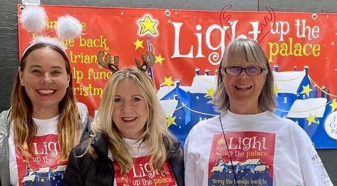 Catherine, Louise and Jane from the Light up the Palace team trying to bring Christmas lights back to the area. Photo by: Light up the Palace.- BBC