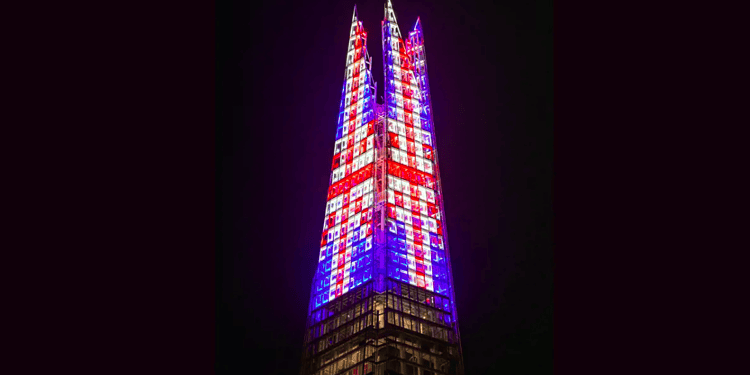 The Shard's union flag display. Image: The Shard