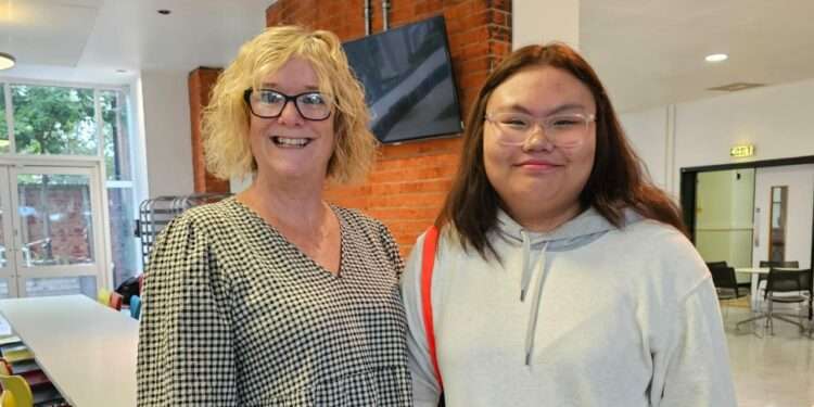 Head of school Ms Byrne and head girl Paula Salem