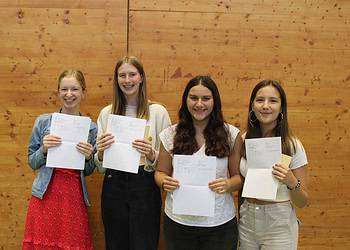 Left to right: Students Roza Hannick, Elizabeth West, Angelie Nadarajah and Charlotte Yaxley