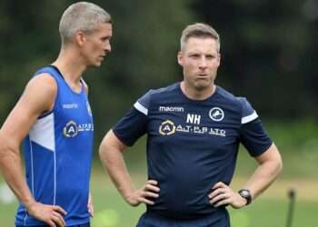 Steve Morison, left and Neil Harris. Photo: Millwall FC