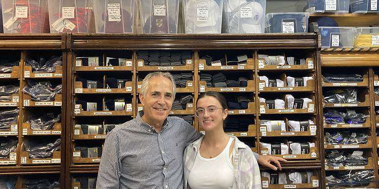 Panny Kokkini, owner of Thomas Schoolwear, with shop assistant Melissa at the shop West Dulwich. Photo by Robert Firth