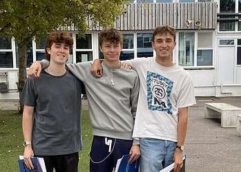 Left to right: Students Sam Chapman, Oliver Sharman and Alfie Harper