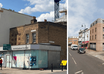 The current site on Southwark Park road and a computer generated image of what the new hotel could look like