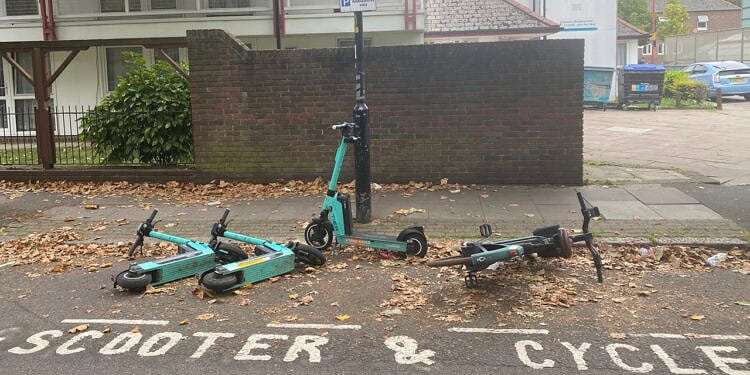 An e-bike and e-scooter bay in Bermondsey