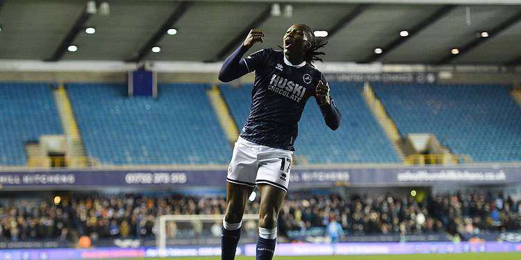 Brooke Norton-Cuffy leapt for joy after his second Millwall goal. Image: Millwall FC