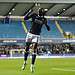 Brooke Norton-Cuffy leapt for joy after his second Millwall goal. Image: Millwall FC