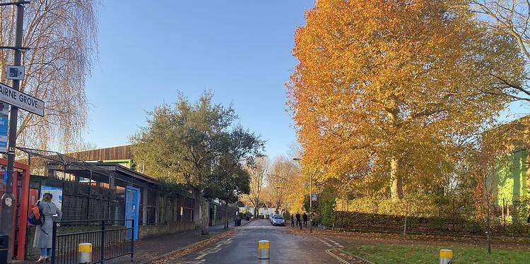 The bollards are manually erected every day for an hour before and after school.