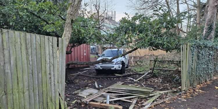 A car drove through the fence into the Judith Kerr Primary School grounds