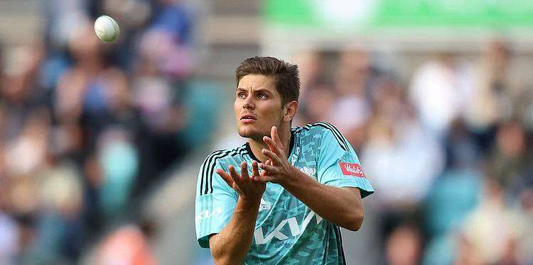 Aaron Hardie of Surrey in action during the Vitality T20 Blast match between Surrey and Kent Spitfires at The Kia Oval on July 01, 2022. Photo: Ben Hoskins/Getty Images for Surrey CCC