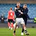 George Saville and Neil Harris celebrate after last Saturday's important win over Birmingham. Image: Millwall FC