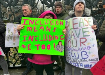 Young people protesting against the closure of the Saturday SEN provision.