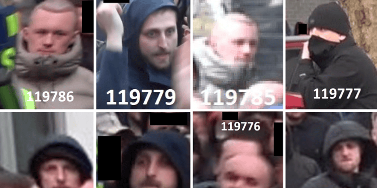 Police believe all the men pictured are Birmingham fans. Credit: Met Police