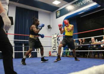 An ABC boxer competing at an event