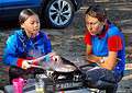 Girls at St James Guides enjoying a camping trip