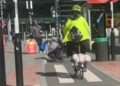 A video posted online by the National Federation of the Blind UK on May 5 2024 showed a cyclist colliding with a pedestrian outside St Thomas' Hospital.