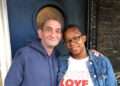 Hero neighbour Nick Fenlon with brave mum Nickola Chatham outside her burned flat