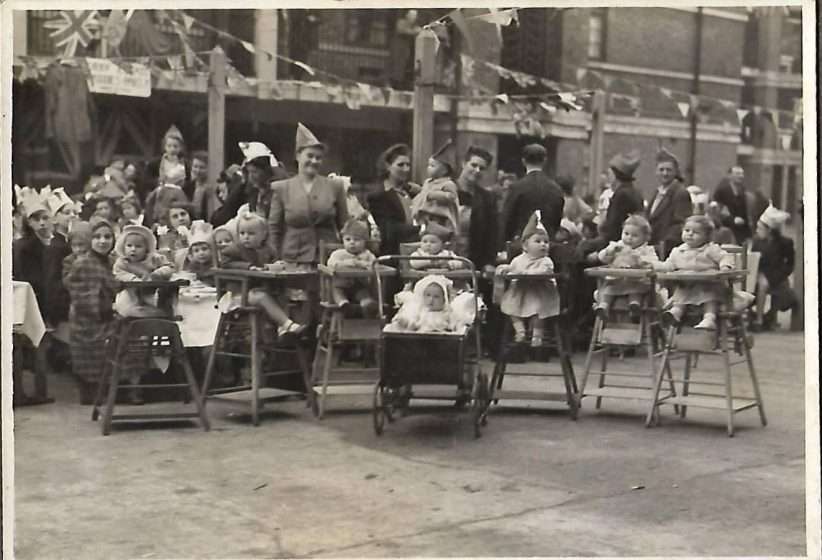 A photo of mothers with their babies at the Kiddies Party in 1946 