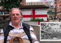 Peter Wisby returned to the estate to tell the story of the post-Blitz Kiddies' Party (inset) of 1946