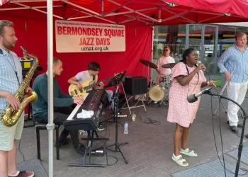 Musicians performing at a Bermondsey Square Jazz Day