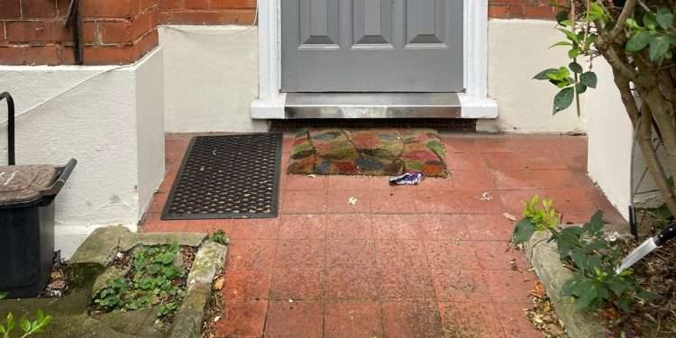 Knife in front garden of Tulsemere Road resident's property on July 6, 2024 - the day after the party. Photo Supplied