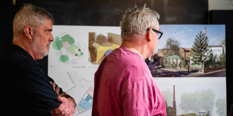 People inspecting the plans ahead of the refurbishment. Image: Brunel Museum